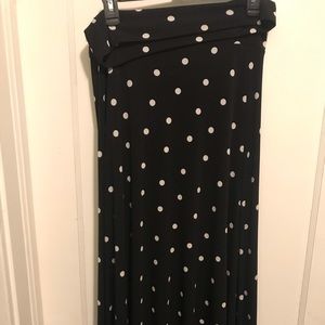 Black with white polka dots maxi skirt . NWOT